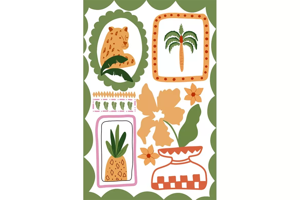 Tableau Décoratif Chambre d'enfant - Animaux Tropicaux Chic