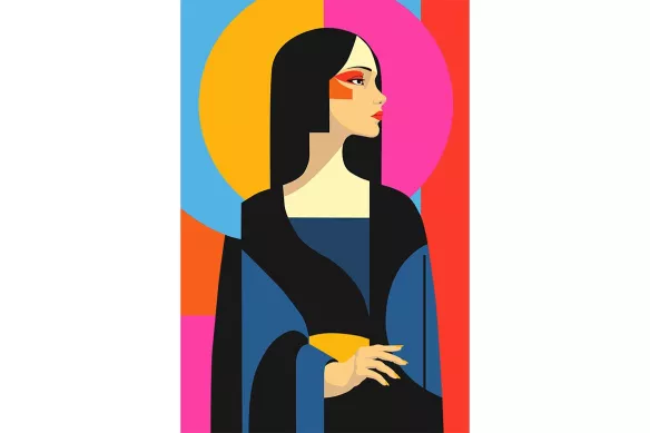 Tableau Décoration Murale colorée - La Dame de Bauhaus