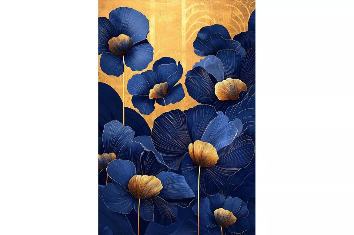 Tableau fleurs pour salon– Éclosion Bleue