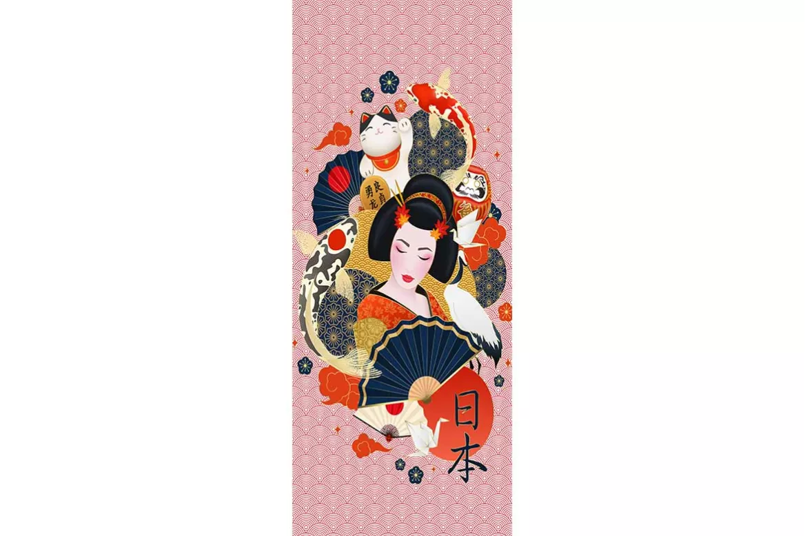 Stickers porte de placard - Geisha Japonaise
