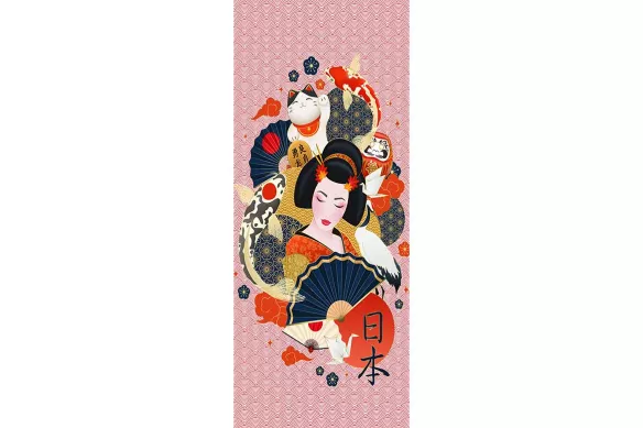 Stickers porte japonais - Geisha Japonaise
