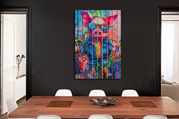 Toile Street Art salle a manger - Badass Pink