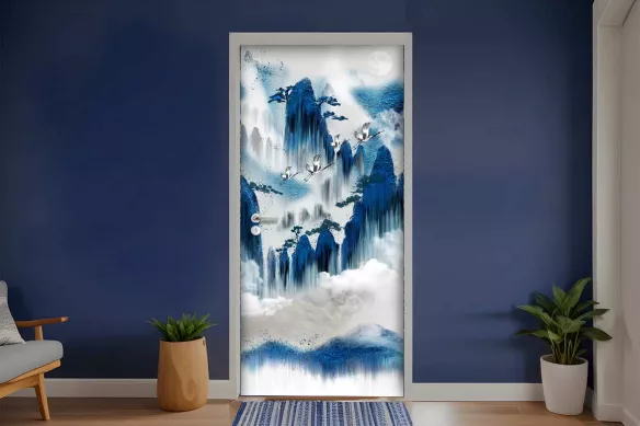 Sticker de Porte intérieur - Hérons Bleus