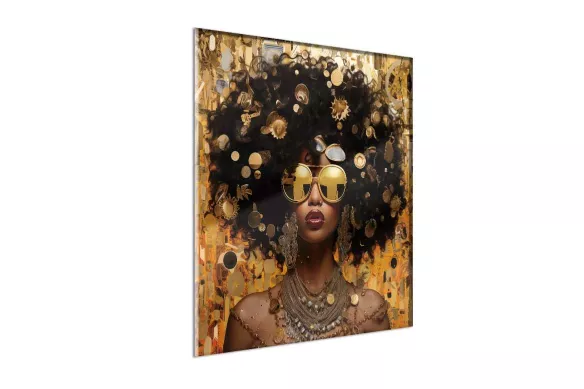 Tableau en verre de biais - Portrait de Femme Dorée
