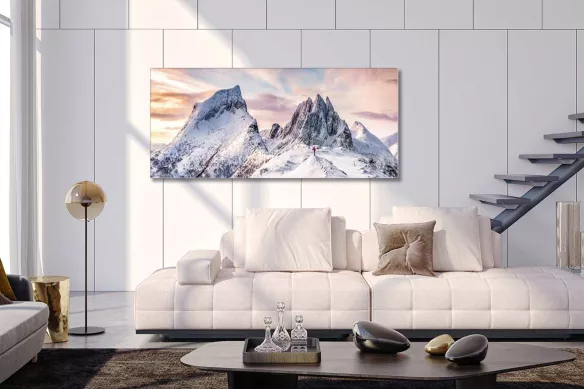 Tableau en verre XXL salon blanc- Sommet blanc