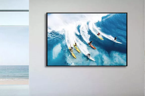 Tableau en verre paysage mer- Surf entre amis