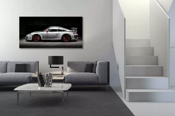 impression sur Verre dans un salon moderne  -Porsche 911 GT3 RS de génération 997