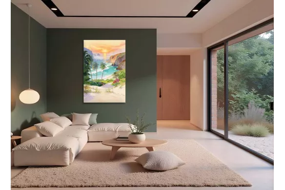 Tableau coucher de soleil  pour salon - Douceur de ce chemin