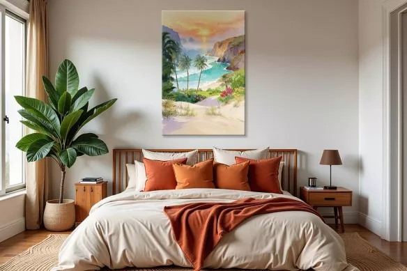 Tableau coucher de soleil pour chambre - Chemin de Plage
