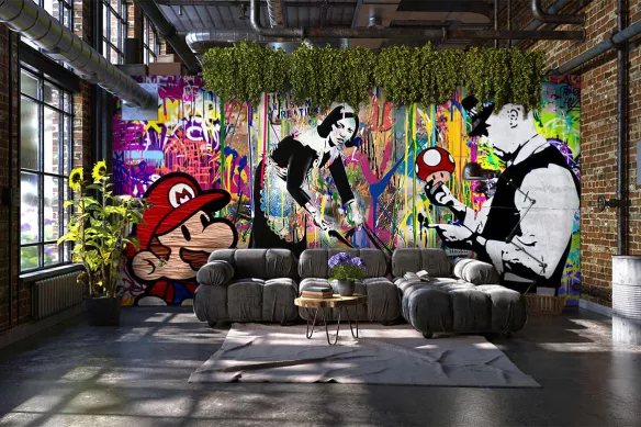 Papier peint graffiti original pour salon