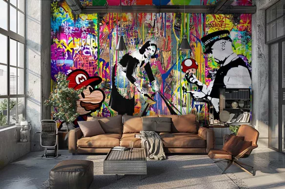 Décoration murale avec papier peint Street Art