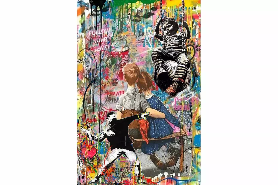 Toile Street Art Lancer dans le Vide