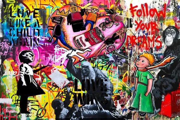 Toile Street Art Love Win décoration murale