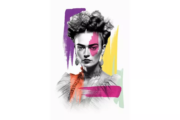 Tableau Frida Kahlo :  simplement frida rose