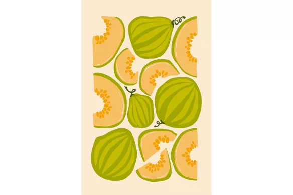 Tableau déco cuisine Fruitopia melon orange