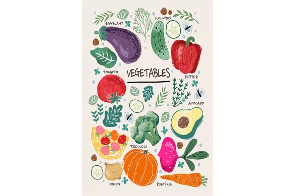 Tableau moderne cuisine pique-nique en couleurs beige légume