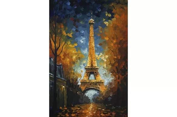 Toile peinture Tour Eiffel Nocturne