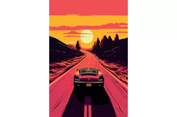 Tableau Retro et voiture  Ride