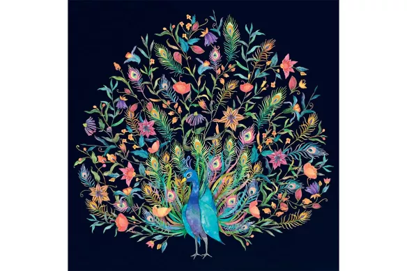 Tableau déco d'un paon coloré