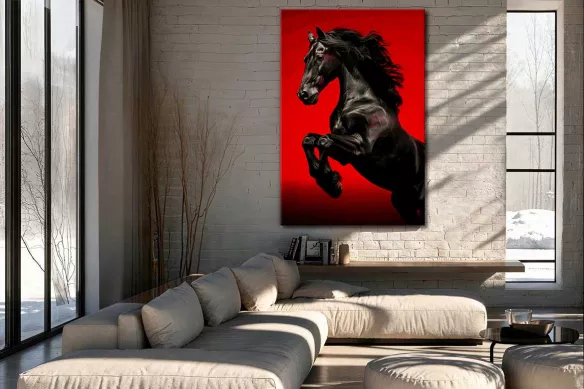 Tableau Déco salon - Le cheval noir