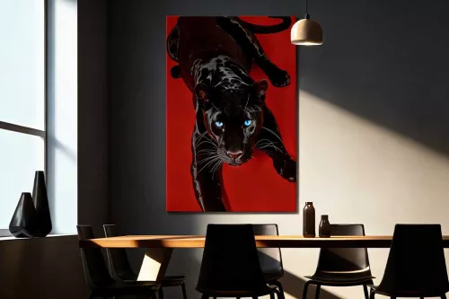 Tableau panthère noire décoration murale salle a manger
