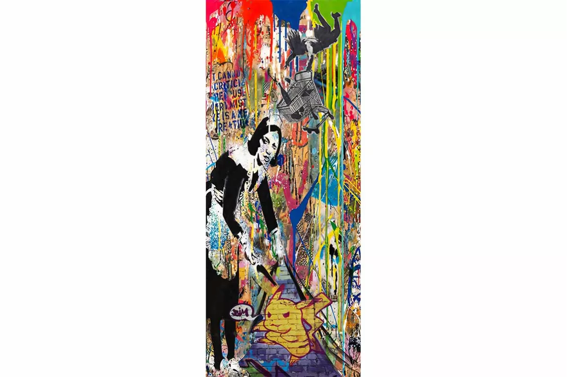 Sticker de porte street art banksy L'Attaque Mystère