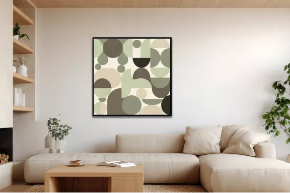 Toile Abstrait - Sérénité Géométrique painting_black_frame_square
