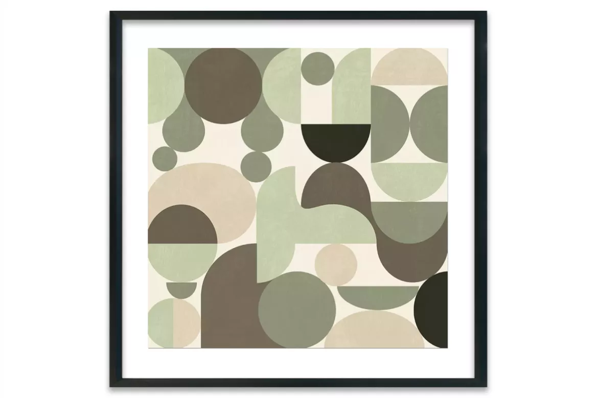 Toile Abstrait - Sérénité Géométrique painting_black_frame_square