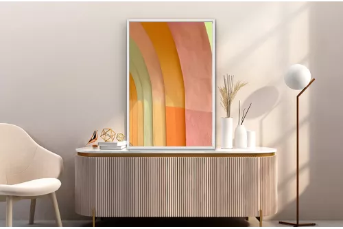 Tableau Art Abstrait tendance  - Arcs Colorés painting_white_frame_vertical