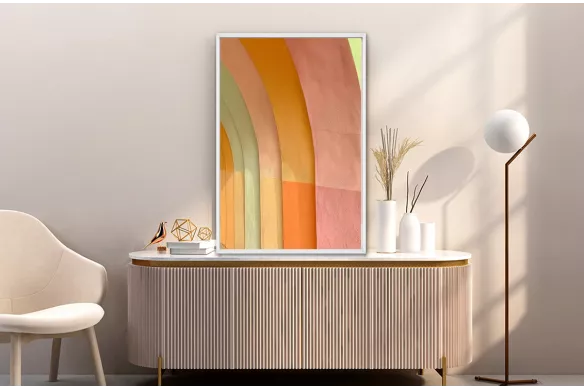 Tableau Art Abstrait tendance  - Arcs Colorés painting_white_frame_vertical