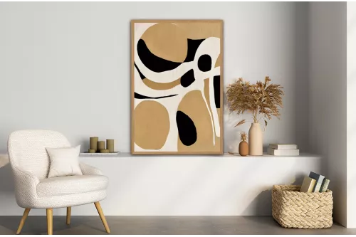 Tableau Abstrait marron - Océan Linéaire painting_wood_frame_vertical