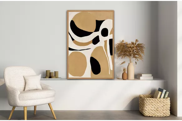 Tableau Abstrait marron - Océan Linéaire painting_wood_frame_vertical