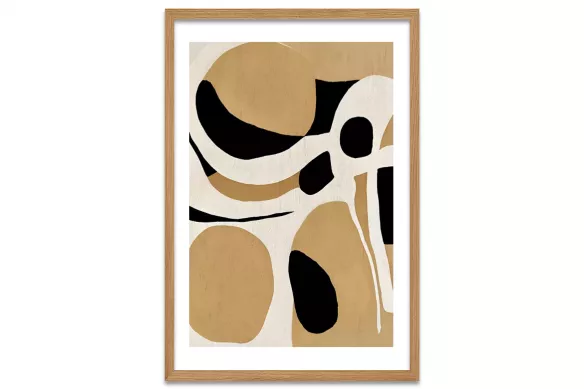 Tableau Abstrait marron - Océan Linéaire cadre-chene-portrait-avec-bordure