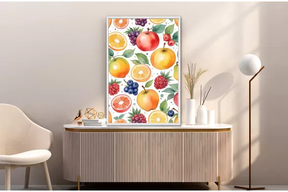 Toile coloré - Sage Gourmandise painting_white_frame_vertical