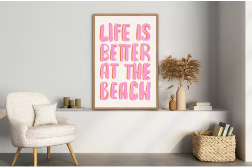 Toile déco Citation Beach painting_wood_frame_vertical