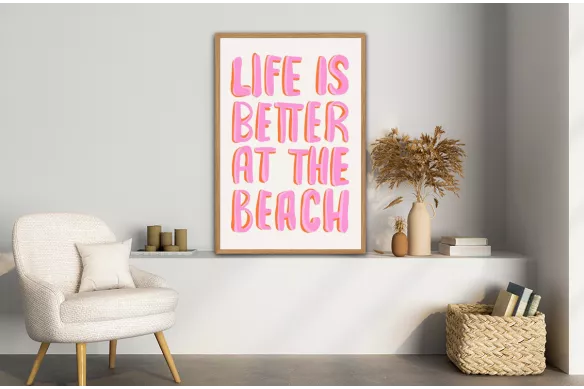 Toile déco Citation Beach painting_wood_frame_vertical