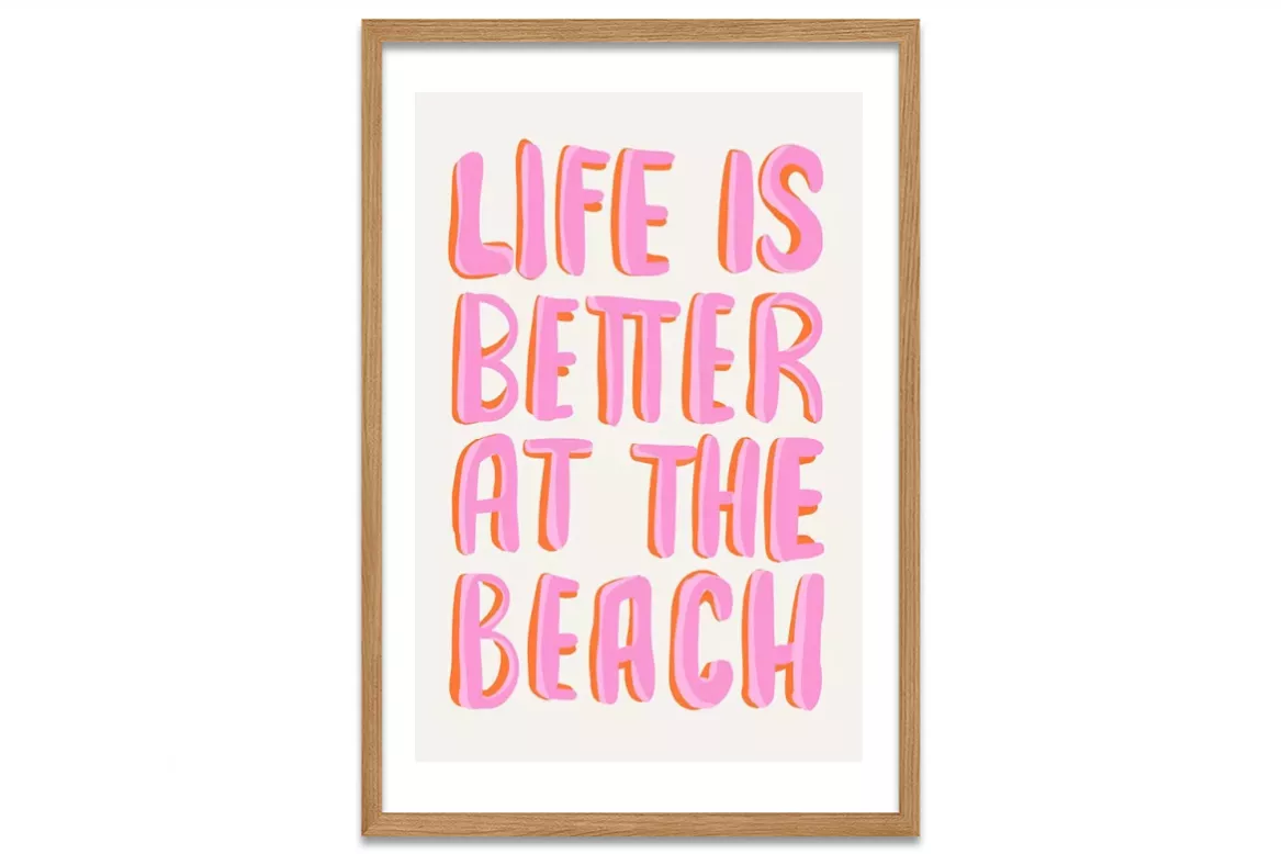 Toile déco Citation Beach painting_wood_frame_vertical