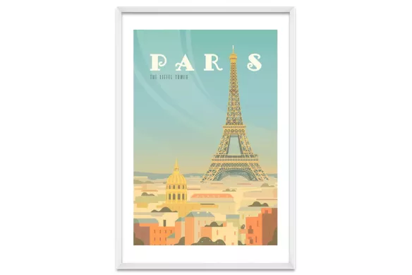 Affiche Paris en Perspective cadre-blanc-portrait-avec-bordure