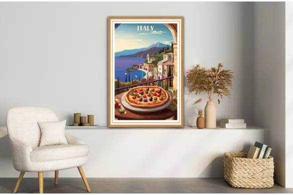 Tableau déco Cuisine Pizza à l'italienne painting_wood_frame_vertical