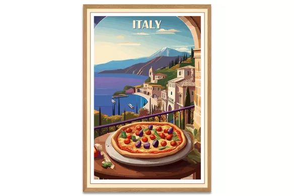 Tableau déco Cuisine Pizza à l'italienne cadre-chene-portrait