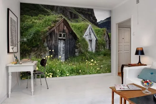 Papier peint photo cabanes souterraines
