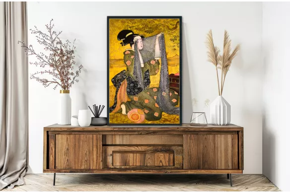 tableau-japonais-etoffe-japonaise painting_black_frame_vertical