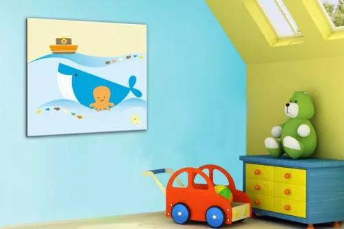 Tableau enfant Baleine Bleue by Marion Lechat