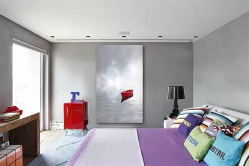 Tableau déco barque colorée