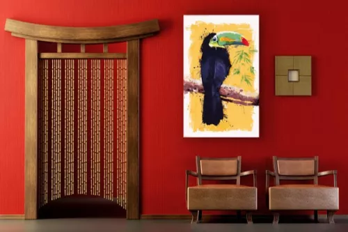 Tableau aquarelle Toucan bleu