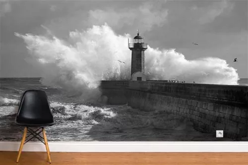 Papier peint trompe l'oeil phare marin