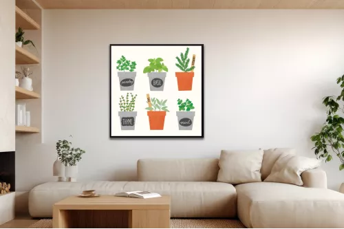Tableau plantes Aromates design painting_black_frame_square