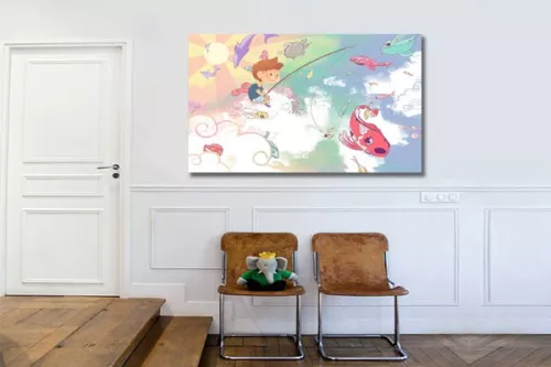 Tableau déco Pêcheur dans les nuages