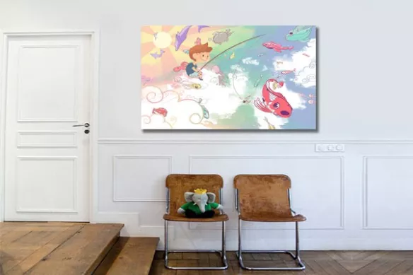 Tableau déco Pêcheur dans les nuages