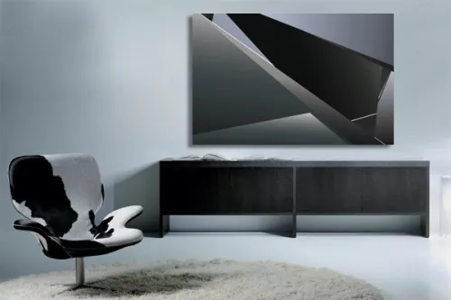  Tableau abstrait noir carbone